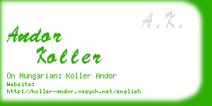 andor koller business card